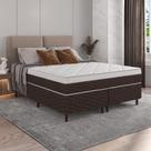 Cama Box Queen Marrom E Colchão Queen Molas Ensacadas Individualmente 158x198x62 Euro Pillow Karina Umaflex