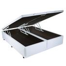 Cama Box Queen Size com Baú Sonnoforte material sintético Branco com Pistão - 158x198 Cama Box Queen Size com Baú Sonnoforte material sintético Branco com Pistão - 158x198