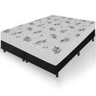 Cama Box Queen Size Preta Colchão Castelar Espuma D33 Bordado 158x198x54cm