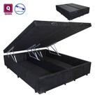 Cama Box QUEENSIZE com Bau Pistão-gás preto suede Bipartido Cama Box QUEENSIZE com Bau Pistão-gás preto suede Bipartido