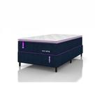Cama Box Solteirão 108x198 Molas Ensacadas Eurospring Smartz D28 + Base Azul Jacquard Blue Woven Suporta 120kg