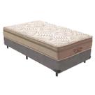 Cama Box Solteirão Cinza e Colchão Los Angeles Molas V-Tech