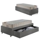 Cama Box Solteirão com Gaveta 88x188cm Revestida em material sintético Linho Cinza com Colchão Airtech Ortobom Cama Box Solteirão com Gaveta 88x188cm Revestida em material sintético Linho Cinza com Colchão Airtech Ortobom