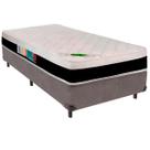 Cama Box Solteirão e Colchão Roma Molas Ensacadas Luckspuma Cinza