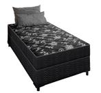 Cama Box Solteiro 88 Matelassê Onda Preto com Colchão Lisboa Espuma D28 Preto Cama Box Solteiro 88 Matelassê Onda Preto com Colchão Lisboa Espuma D28 Preto