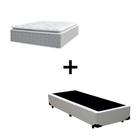 Cama Box Solteiro 88 Sintetico Branco com Colchão Nazar Molas Ensacadas com Pillow Top Bello Box Conforto Espuma da Nasa Viscoeslástico D33 Cinza