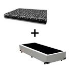 Cama Box Solteiro 88 - Tecido Sintético Branco com Colchão Belize Bello Box - D33 Preto 57x88x188