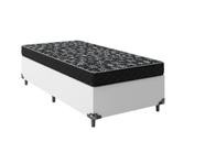 Cama Box Solteiro 88 Tecido Sintético Branco com Colchão Espuma D20 - Tampo Preto 12cm Cama Box Solteiro 88 Tecido Sintético Branco com Colchão Espuma D20 - Tampo Preto 12cm
