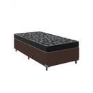 Cama Box Solteiro 88 Tecido Sintético Marrom Com Colchão Espuma D20 - Tampo Preto 12cm Cama Box Solteiro 88 Tecido Sintético Marrom Com Colchão Espuma D20 - Tampo Preto 12cm