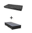 Cama Box Solteiro 88 Tecido Sintético Preto Com Colchão New York Preto D28 - 100% Espuma - 54x88x188