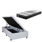 Cama Box Solteiro Baú Reforçada Branco + Colchão Gran Sleep Molas Verticoil