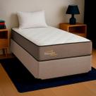 Cama Box Solteiro Bege + Colchão Veneza D28 PoliConfort