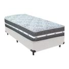 Cama Box Solteiro Branco + Colchão Black Graphite 27 Molas Ensacadas Anjos