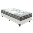 Cama Box Solteiro Branco Colchão Ibiza Molas V-Tech 88x188x22