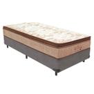 Cama Box Solteiro Cinza e Colchão Victory Molas V-Tech
