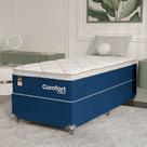 Cama Box Solteiro + Colchão Comfort Class Pillow Top 88x188 Azul/suede Azul