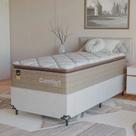 Cama Box Solteiro + Colchão Comfort Class Pillow Top 88x188 Bege/suede Branco