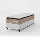 Cama Box Solteiro + Colchão Comfort Class Pillow Top 88x188 Bege/suede Branco