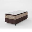 Cama Box Solteiro + Colchão Comfort Class Pillow Top 88x188 Bege/suede Marrom