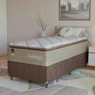 Cama Box Solteiro + Colchão Comfort Class Pillow Top 88x188 Bege/suede Marrom