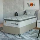 Cama Box Solteiro + Colchão Comfort Class Pillow Top 88x188 Branco/suede Bege