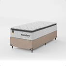 Cama Box Solteiro + Colchão Comfort Class Pillow Top 88x188 Branco/suede Bege