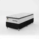 Cama Box Solteiro + Colchão Comfort Class Pillow Top 88x188 Branco/suede Preto