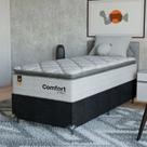 Cama Box Solteiro + Colchão Comfort Class Pillow Top 88x188 Branco/suede Preto