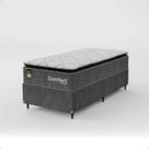 Cama Box Solteiro + Colchão Comfort Class Pillow Top 88x188 Cinza/suede Cinza