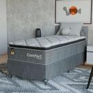 Cama Box Solteiro + Colchão Comfort Class Pillow Top 88x188 Cinza/suede Cinza