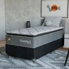 Cama Box Solteiro Colchão Comfort Class Pillow Top 88x188 Cinza suede Preto