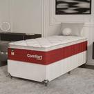 Cama Box Solteiro + Colchão Comfort Class Pillow Top 88x188 Vinho/suede Branco