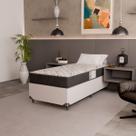 Cama Box Solteiro + Colchão D33 One Face - 56x88x188cm - Couro Branco
