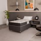 Cama Box Solteiro + Colchão D33 One Face - 56x88x188cm - Couro Preto