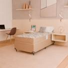 Cama Box Solteiro + Colchão D33 One Face - 56x88x188cm - Suede Bege
