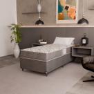 Cama Box Solteiro + Colchão D33 One Face - 56x88x188cm - Suede Cinza