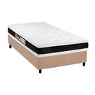 Cama Box Solteiro: Colchão Espuma Castor D45 Black e White AIR Double Face + Base CRC Suede Clean(88x188)
