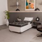 Cama Box Solteiro + Colchão Espuma D20 - 51x88x188cm - Couro Branco