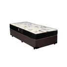 Cama Box Solteiro Colchão Espuma D20 Bambo Branco Ducci + Box Sintético Marrom (52x88x188)