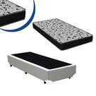 Cama Box Solteiro Colchão Espuma D33 Bordado + Box Branca 59x88x188