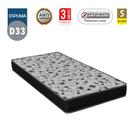 Cama Box Solteiro Colchão Espuma D33 Bordado + Box material sintético Marrom