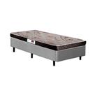 Cama Box Solteiro Colchão Espuma D33 Bordado + Box Suede Cinza Serra Negra 53x88x188