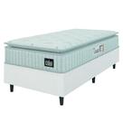 Cama Box Solteiro Colchão Espuma D45 Lazio Pillow Top 88x188x62cm Branco Hellen Suporta Até 150 Kg Por Pessoa