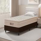 CAMA BOX SOLTEIRO COLCHÃO MOLAS ENSACADAS AIRTECH SPRINGPOCKET 078x188x61CM BEGE e BOX material sintético MARROM
