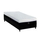 Cama Box Solteiro: Colchão Molas MasterPocket Ensacadas Luckspuma Gold Line Elastic Zipper + Base CRC Suede Black (88x188)