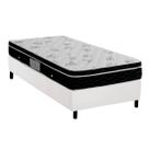 Cama Box Solteiro: Colchão Molas Ortobom Nanolastic Physical Spring + Base CRC Courano Branco(88x188)