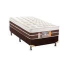 Cama Box Solteiro: Colchão Molas Pocket Ensacadas Castor Silver Star Air Híbrido + Base CRC Suede Brown(88x188)
