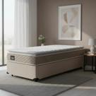 Cama Box Solteiro + Colchão Strong D45 One Face Bege 88x188x63cm - Suporta até 150Kg Por Pessoa