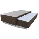 Cama Box Solteiro com Auxiliar Mola Bonnel Sintético Marrom 50x88x188