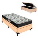 Cama Box Solteiro com Baú Bege e Colchão D33 Veneza Portobel Cama Box Solteiro com Baú Bege e Colchão D33 Veneza Portobel